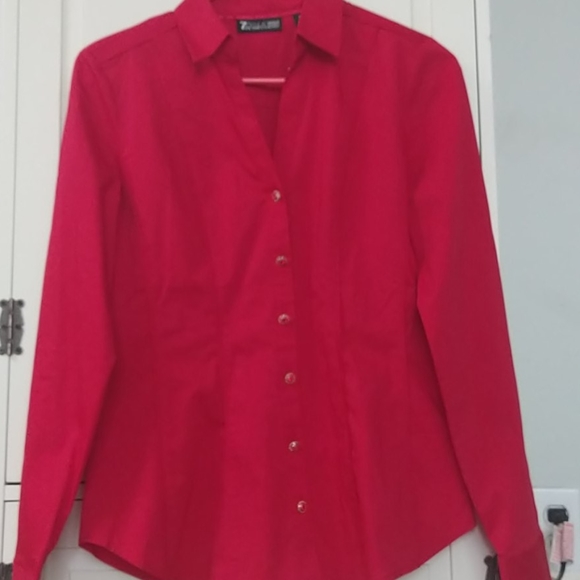 NWT NY&C Red Jewel Button-up Blouse XS - Picture 2 of 5